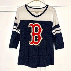 Women's Heather Navy/White Boston Red Sox 3/4 sleeve tee